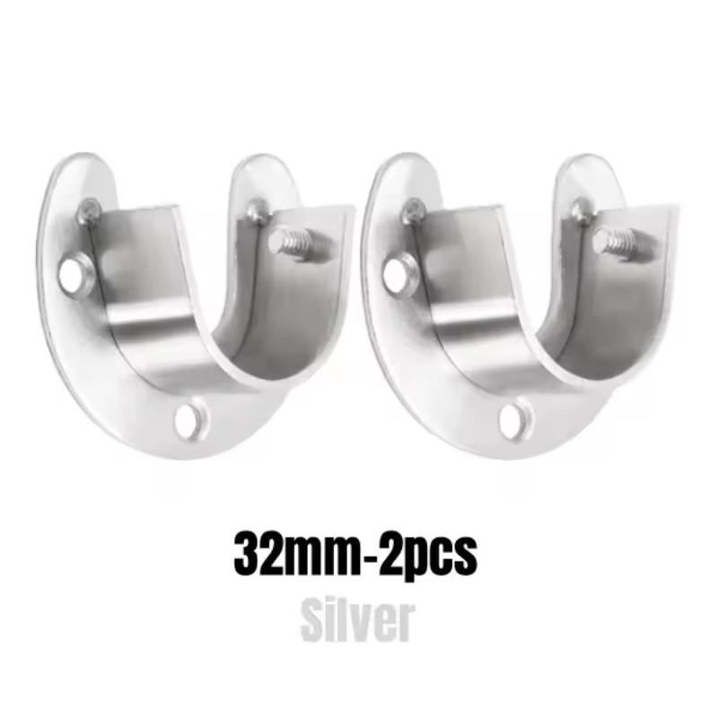 304 Stainless Steel Flange Seat 2PCS Wardrobe Hanger Rod Bracket Robust Fixing Hardware Holder for Closet Bar Support
