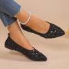 Fashion 2024 Hot Sale Women's Shoes Shallow Women's Flats Fashion Sequins Casual Flat Shoes Sexy Pointed Toe Plus Size Flat Low Heels