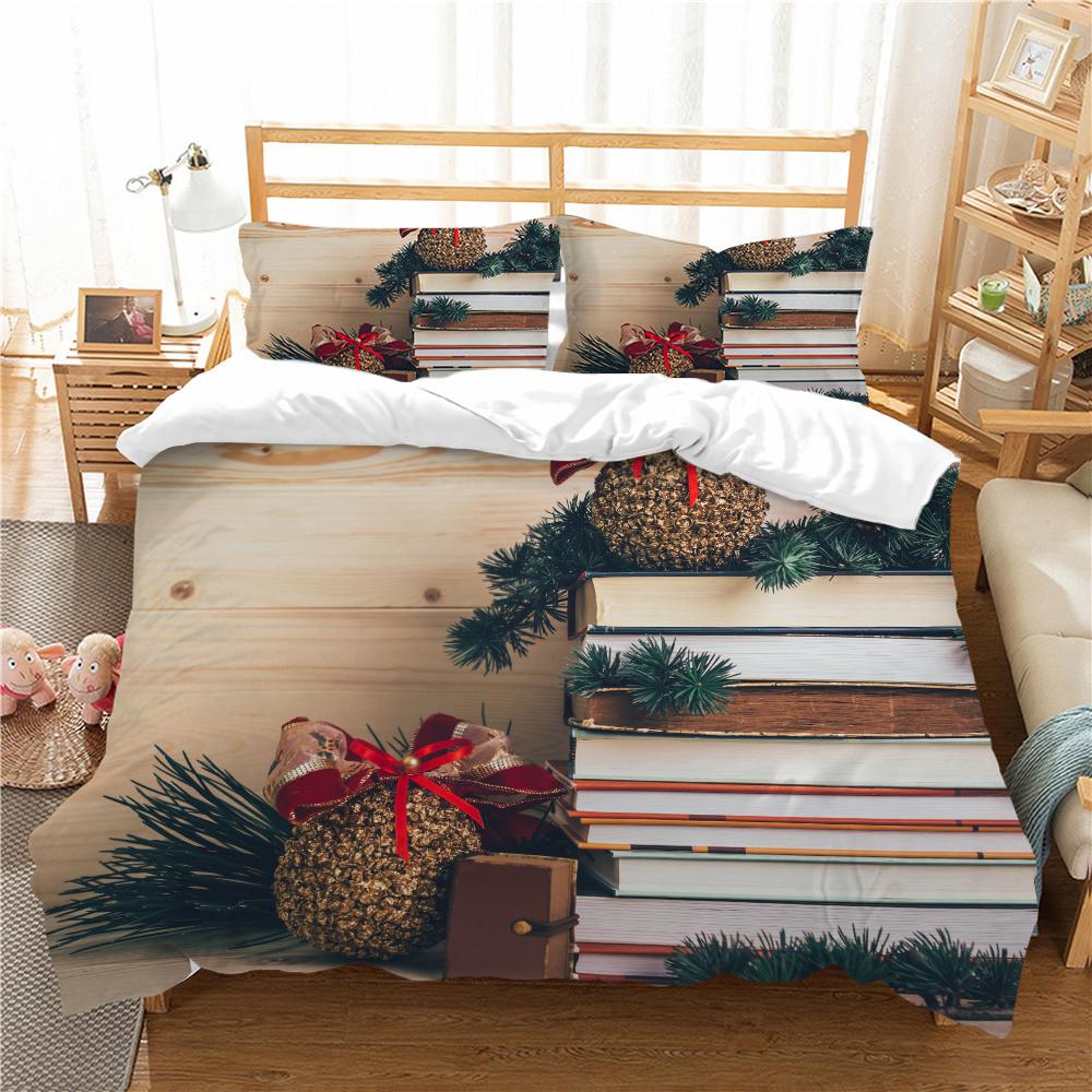Christmas Deluxe Home Bedding Set Quilt Cover Pillowcase Bedroom Bedding Set Duvet Cover Full Size Bedspread