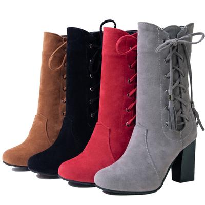Мода большой размер 32-45 высокие каблуки сапоги женские туфли женские застегивающиеся шнурки зимние сапоги бахрома обувь вечерние Bottine