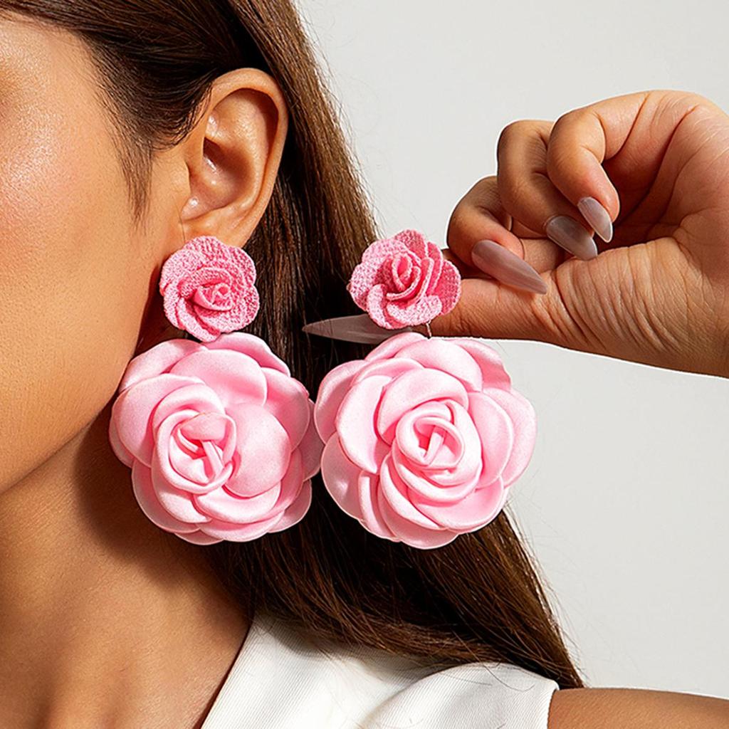 2 шт. европейские модные полихромные имитационные 3D-цветочные висячие серьги-гвоздики для женщин и девочек, свежие большие цветочные праздничные украшения для вечеринок