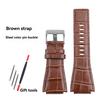 24mm High Quality Cowhide Leather Watch Strap for BR Bell Ross Watch Chain BR01 BR03 Convex New Bamboo Knot Pattern Wristband