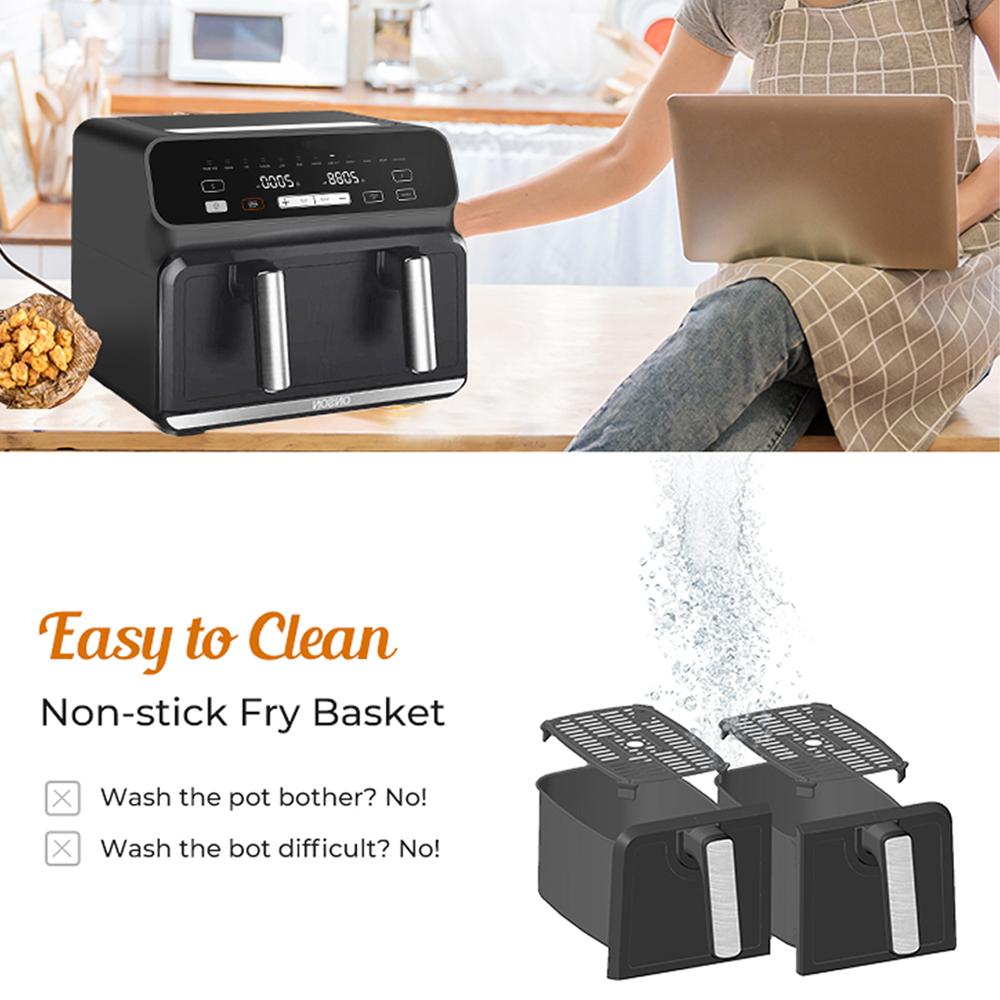MAMNV Double Basket Air Fryer 8L 1700W Multifunctional Low Oil And Light Fat Fryer Intelligent NTC Precise Temperature Control