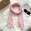 Japanese tie-dye cotton and linen scarf women's spring and autumn black literary and retro pleated silk scarf versatile fashion thin scarf