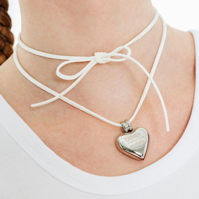 OTHER-worldly Heart Surgical Pendant Necklace [Red Suede]