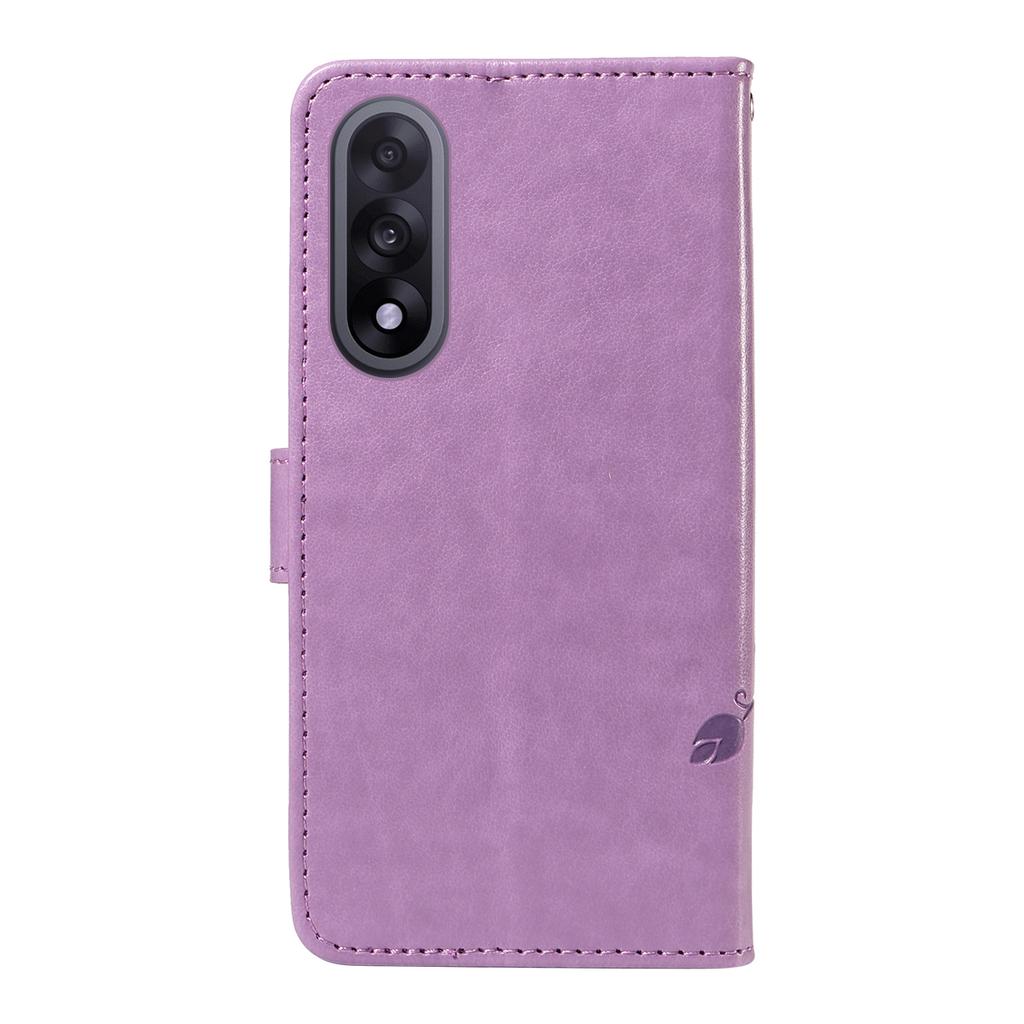 For OnePlus Nord 5 5G/OnePlus Ace 5 Ultra 5G PU Leather Cases Flower Pattern Wallet Stand Phone Cover with Strap - Light Purple