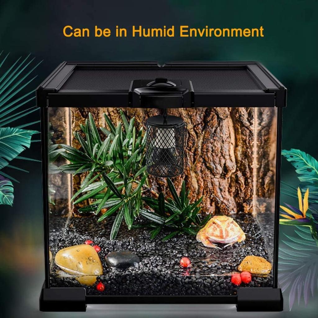 Ceramic Reptile Heating Lamp,E27 Heater Guard Holder with Power Switch,100W Infrared Reptile Heat Light Bulb for Tortoise/Lizard/Snake/Frog,UK