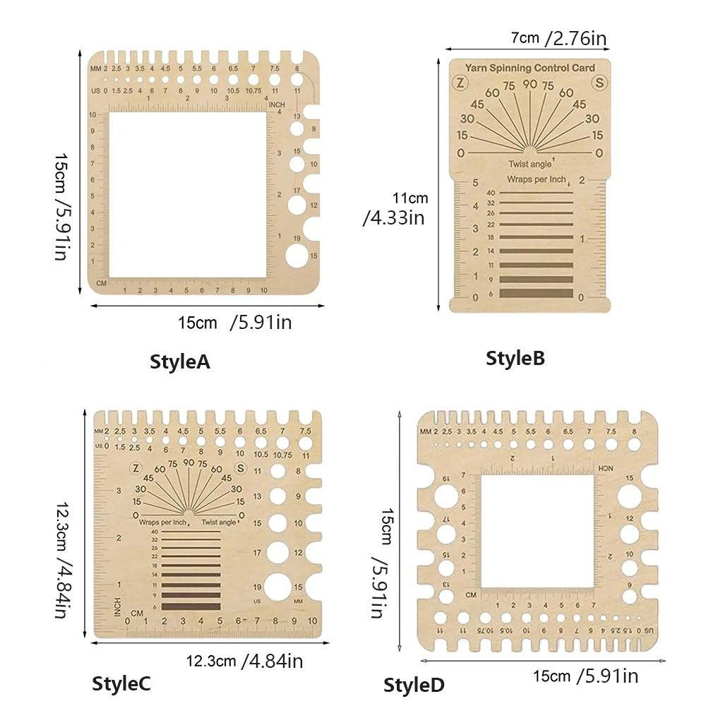 Square Knitting Gauge Ruler Handmade Crochet Hooks Ruler  for Spinners Yarn Measuring Tools