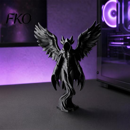 Detailed 3D Printed Figure Dark Angel Winged Figurine, Gothic Statue for Desk Shelf Three-dimensional Decor, Intricate Redemption Theme
