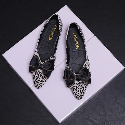 Новые стильные женские туфли-лодочки с острым носком, туфли-лодочки с леопардовым принтом, женские туфли-лоферы, балетки с большим бантом, удобная женская обувь
