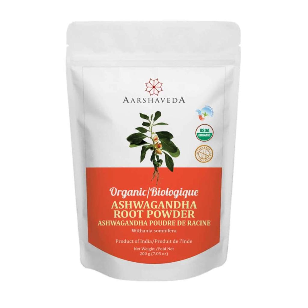 Порошок корня Ашваганды (200 г), Organic Ashwagandha Root Powder, Aarshaveda