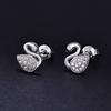Simple Little Swan Earrings Flash Diamond Micro-set Zircon Female Student Popular Earrings Anti-allergic