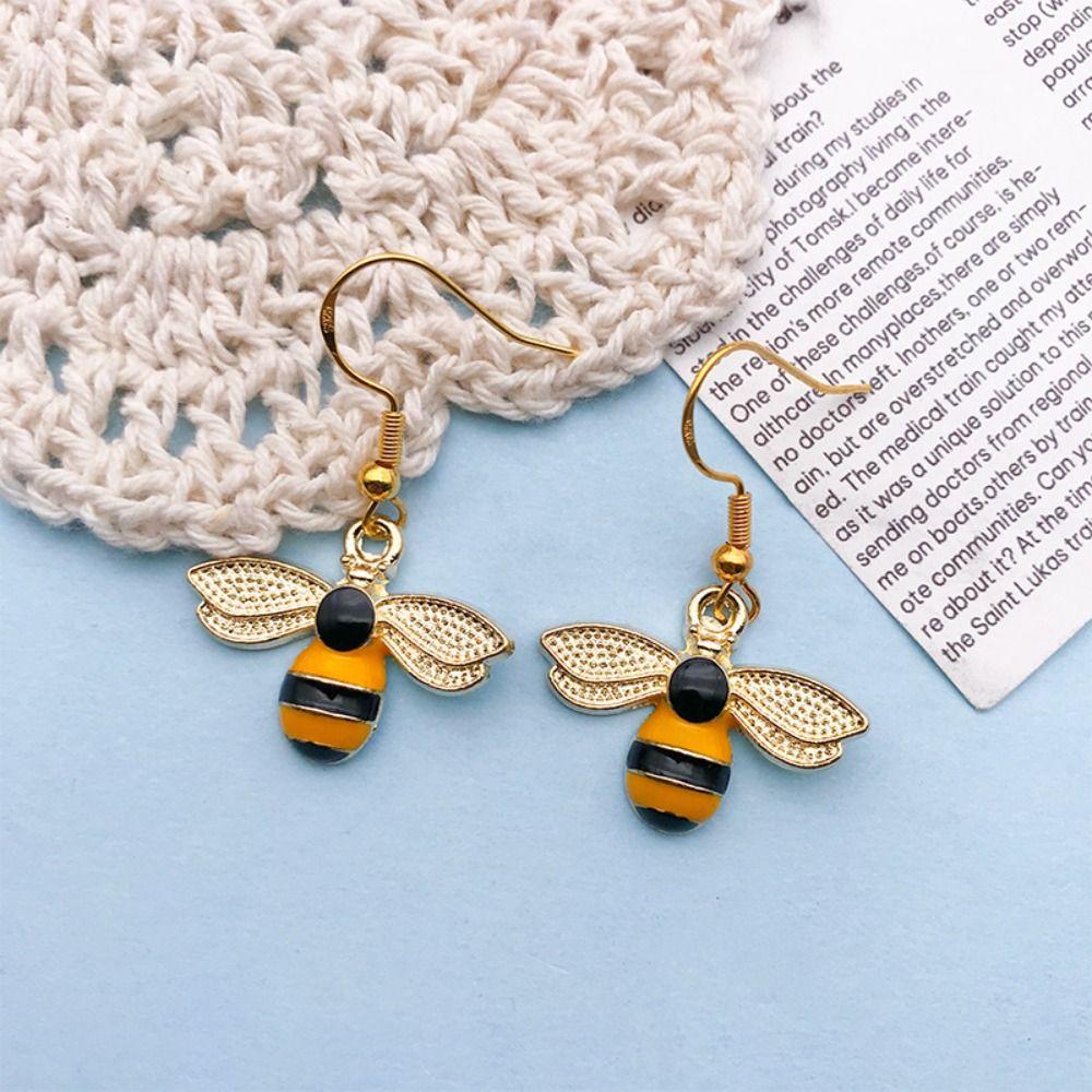 Color Texture Bee Earrings Zinc Zinc Alloy Eardrop Unique Ear Accessories  Lady