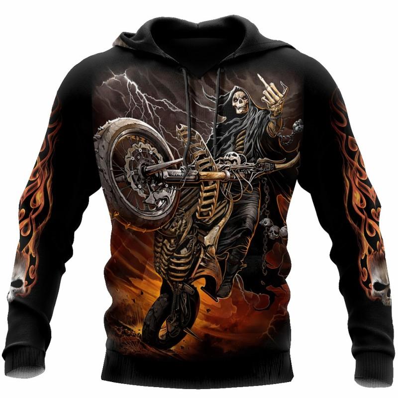 Мужская модная толстовка с 3D принтом и графическим пламенным черепом, толстовки с капюшоном и принтом спереди и длинными рукавами, весенне-осенняя толстовка с капюшоном