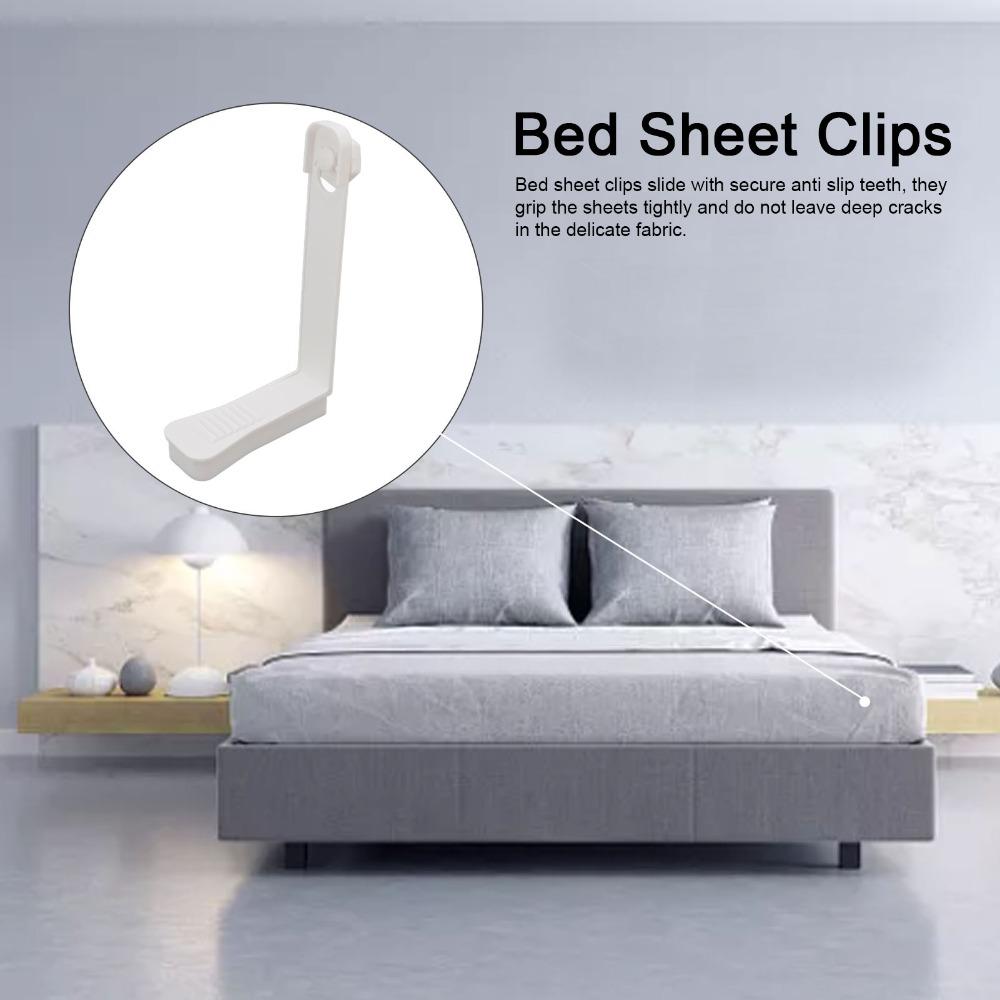 4Pcs White Bed Sheet Clips Non-Skid Quilt Sheet Buckle Adjustable Bed Sheet Holders Bed Sheets