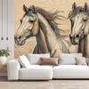 Wallpaper Horses Vintage Beige