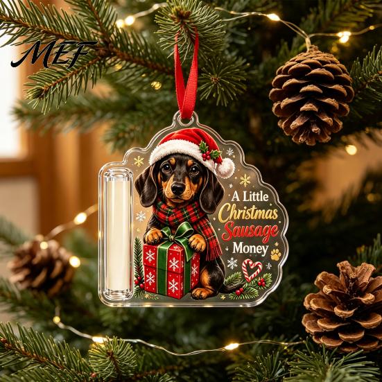 Graduation Money Gift Christmas Cash Holder Ornament, Cute Dog Clear for Decorative Gift, Xmas Tree Hanging Decoration Holiday Party Supplies