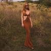 Сексуальное платье макси с открытой спиной на бретельках, женское летнее вечернее клубное элегантное длинное вязаное пляжное платье с открытой спиной