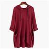 Spring Autumn Women's Hooded Solid Color Loose Long T-shirt Irregular Long Sleeve Pocket Pullover Top