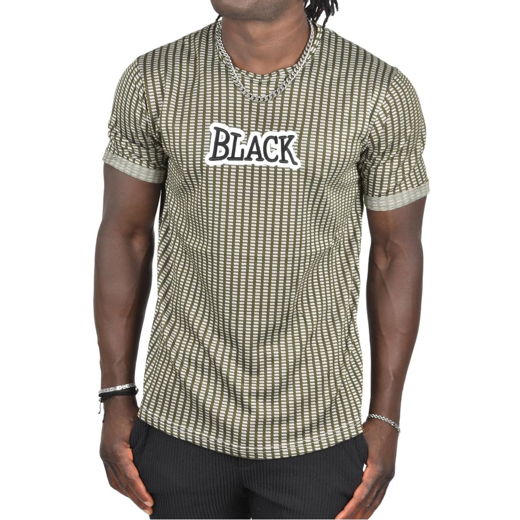 Футболка приталенного кроя с рисунком DeepSEA и черной текстовой вышивкой спереди 2403197