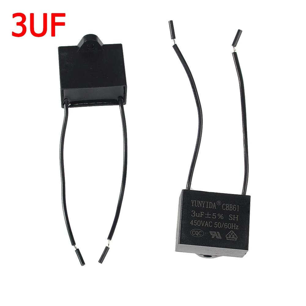 3pcs CBB61 450V Fan Capacitor 0.8/1/1.2/1.5/1.8/2/2.5/3/3.5/4/4.5/5/6/7/8/10 UF Ceiling Fan Motor Run Rectangle Capacitors Kit