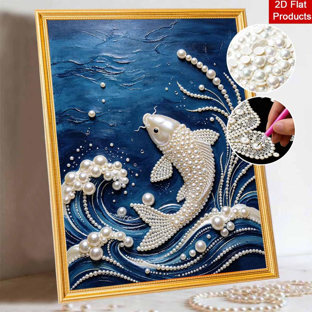 5D DIY Pearl Art Kit Koi Fish Theme Decor. Living Room Wall Decoration