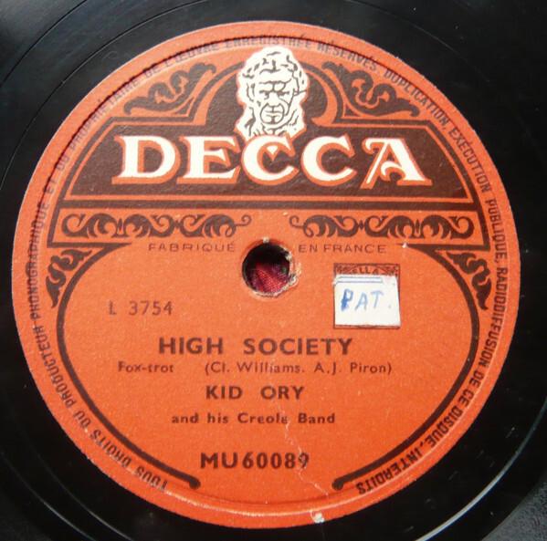 SP 78 об/мин Kid Ory And His Creole Jazz Band High Society Blanche Toukatoux MU60089 Decca UK