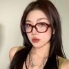 Retro Square Oval Frame Anti Blue Light Glasses Red Thick Frame Plain Eyes Glasses Korean Fashion Female Eye Protection Eyewear