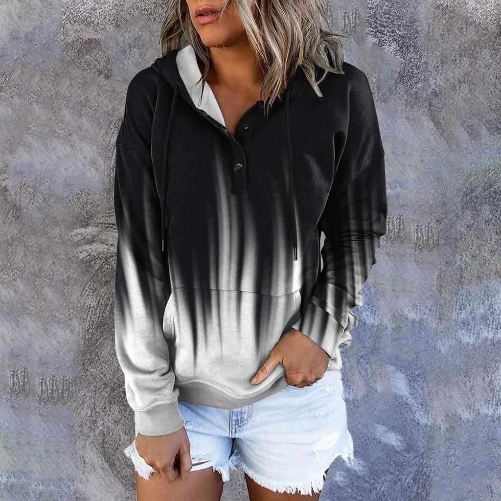 Women's Casual Fashion Print Long Sleeve Pullover Hooded Top Sweatshirts