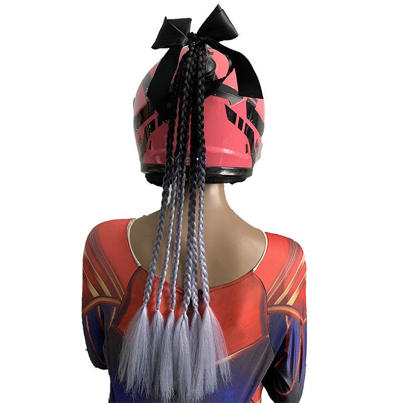 New Helmet Dirty Braids Motorcycle Woman Braids Wig Multicolor For Motorbike Helmets Decoration Punk Ponytail Headwear Universal
