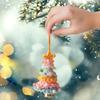Knitted Christmas Tree Ornaments Mini Crochet Christmas Tree Hanging Pendant with Gold Jingle Bell for Holiday Home Party Decoration