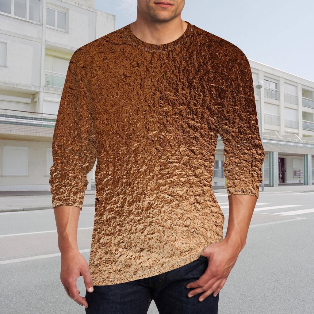 Муж. Футболка Круглый вырез Одежда Одежда На открытом воздухе Длинный рукав С принтом Модельер Винтаж