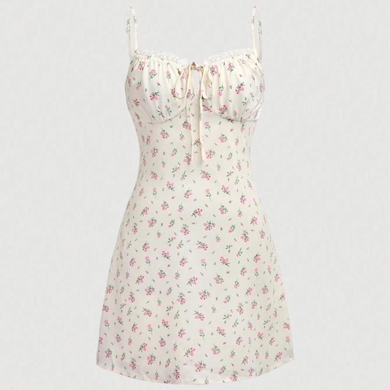 Женское облегающее платье с цветочным принтом и кружевом в европейском и американском стиле на весну и лето