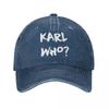 Винтажная бейсболка с лозунгом Karl Who, стиль, потертый деним, головной убор, сувенирная продукция Who, для улицы, для бега, для гольфа, кепка, шляпа