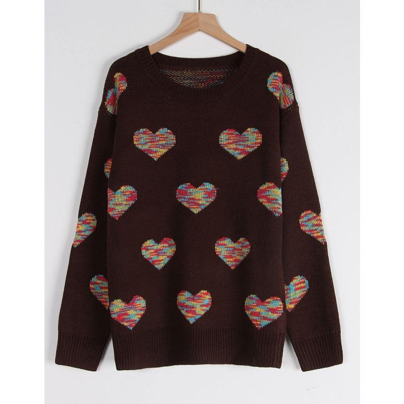 Женский свободный свитер осень/зима, вязаный жаккардовый свитер Love