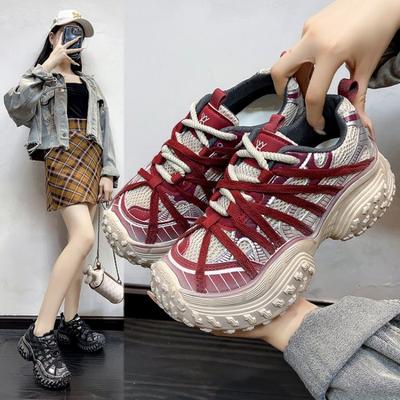 Обувь для женщин 2024 года, повседневные кроссовки на платформе, дизайнерские брендовые, роскошные женские туфли, кроссовки на танкетке, массивные, женские кроссовки для бега