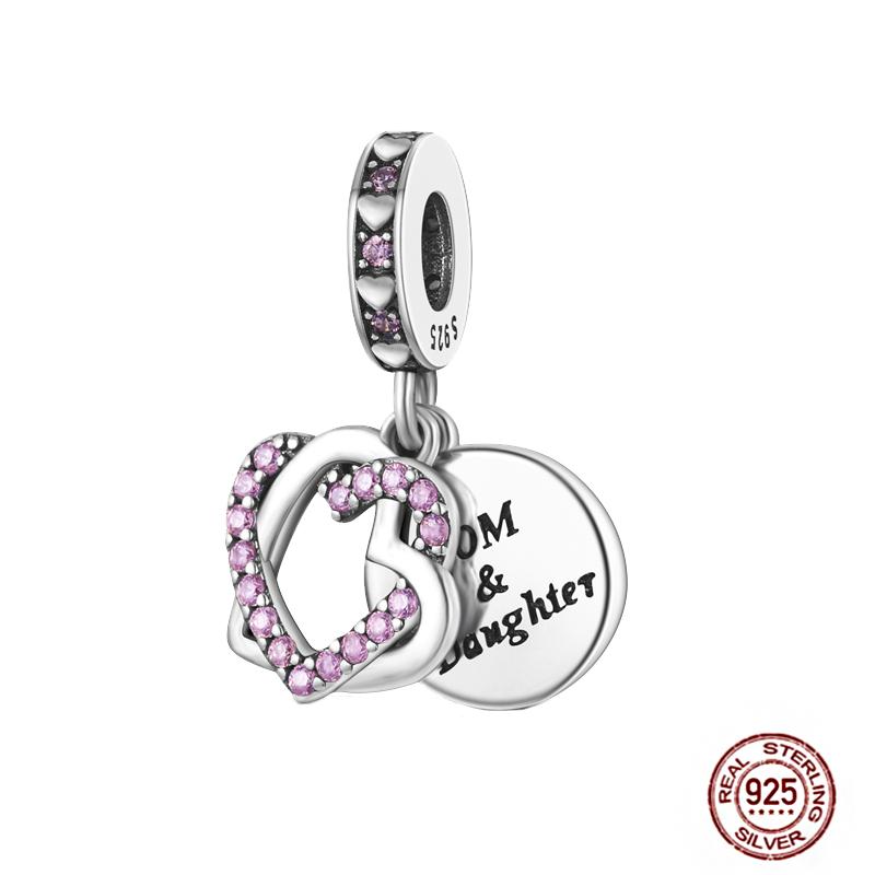 Медные Шармы Большая Любовь Мама Семья Сестра Розовое Сердце Тюльпан Бусины Ча Подходят для Оригинального Браслета Сделай Сам Ювелирный Подарок на День Матери