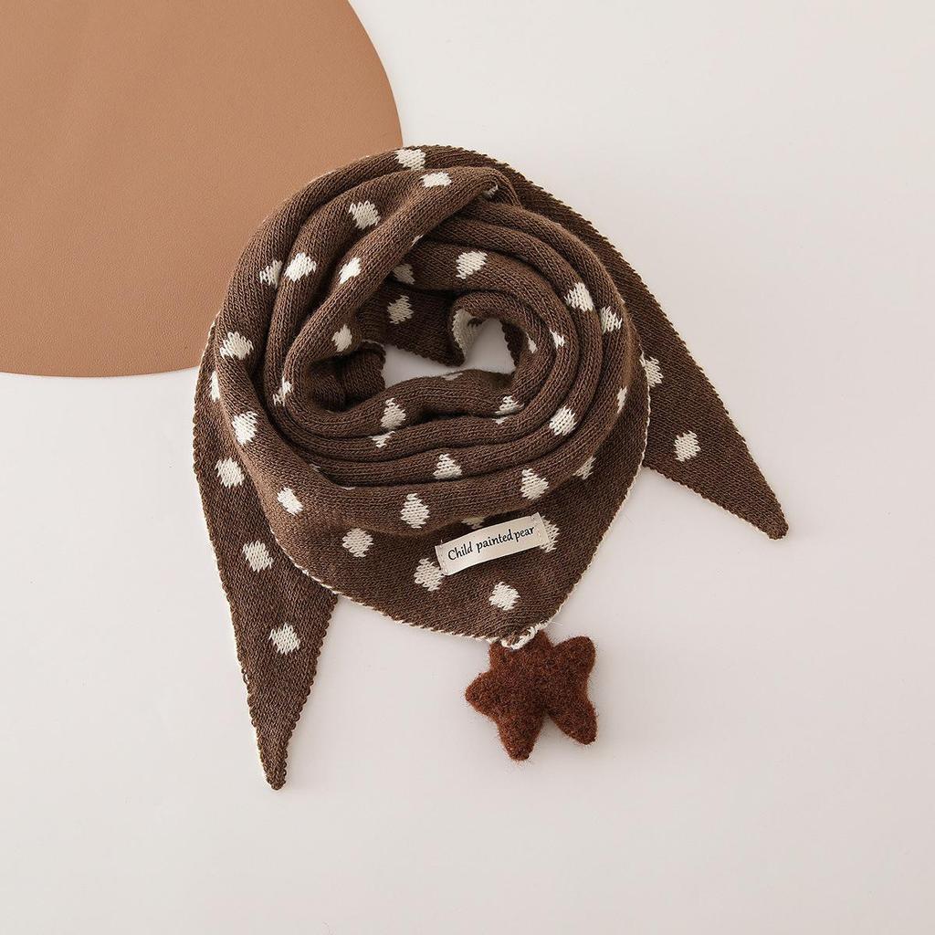 Korean Style Polka Dot Wool Knit Winter Baby Scarf for Boys and Girls - Thick Warm Triangle Neck Protector
