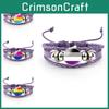 Unique Purple Leather Bracelet With Rainbow Flag Time Gemstone For Men And Women