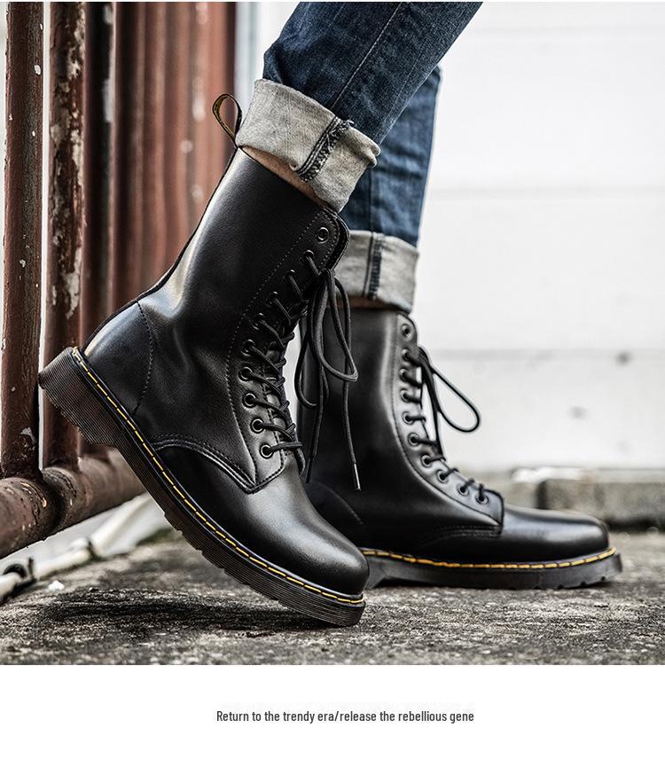 1490 Британский стиль, короткие кожаные ботинки большого размера для пары, с 10 отверстиями, с круглым носком, для мотоциклистов, для мужчин и женщин.