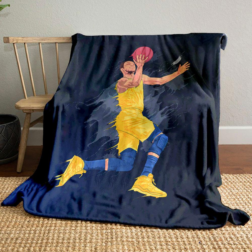 Basketball Player Dynamic Action Yellow Sportswear bedroom Blanket for Livingroom Couch lunch break Soft throw for Friend's festival Gift