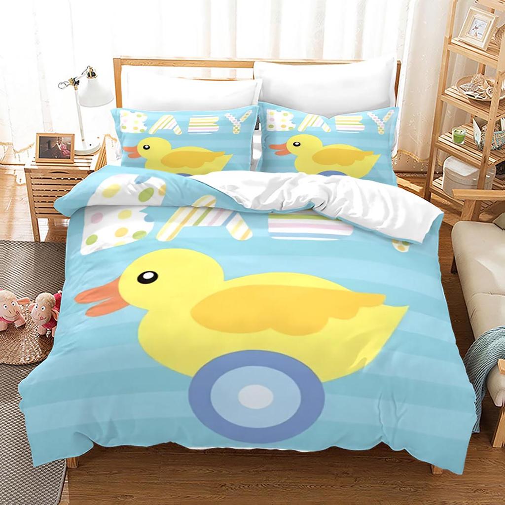 Комплект постельного белья Yellow duck Single Twin Full Queen King Size Комплект постельного белья Little duck Aldult Kid Bedroom Duvetcover Sets 3D Print 020