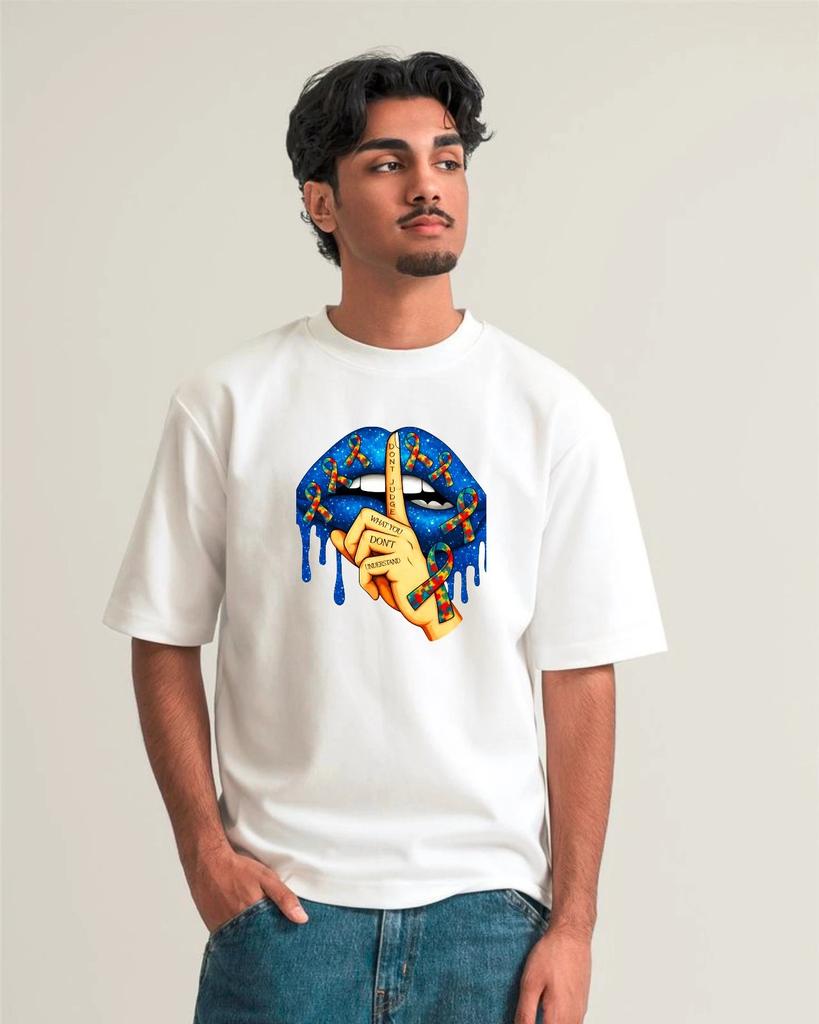 Autism Awareness Dont Judge What You Don't Understand Lips Puzzle Ribbon T-Shirt