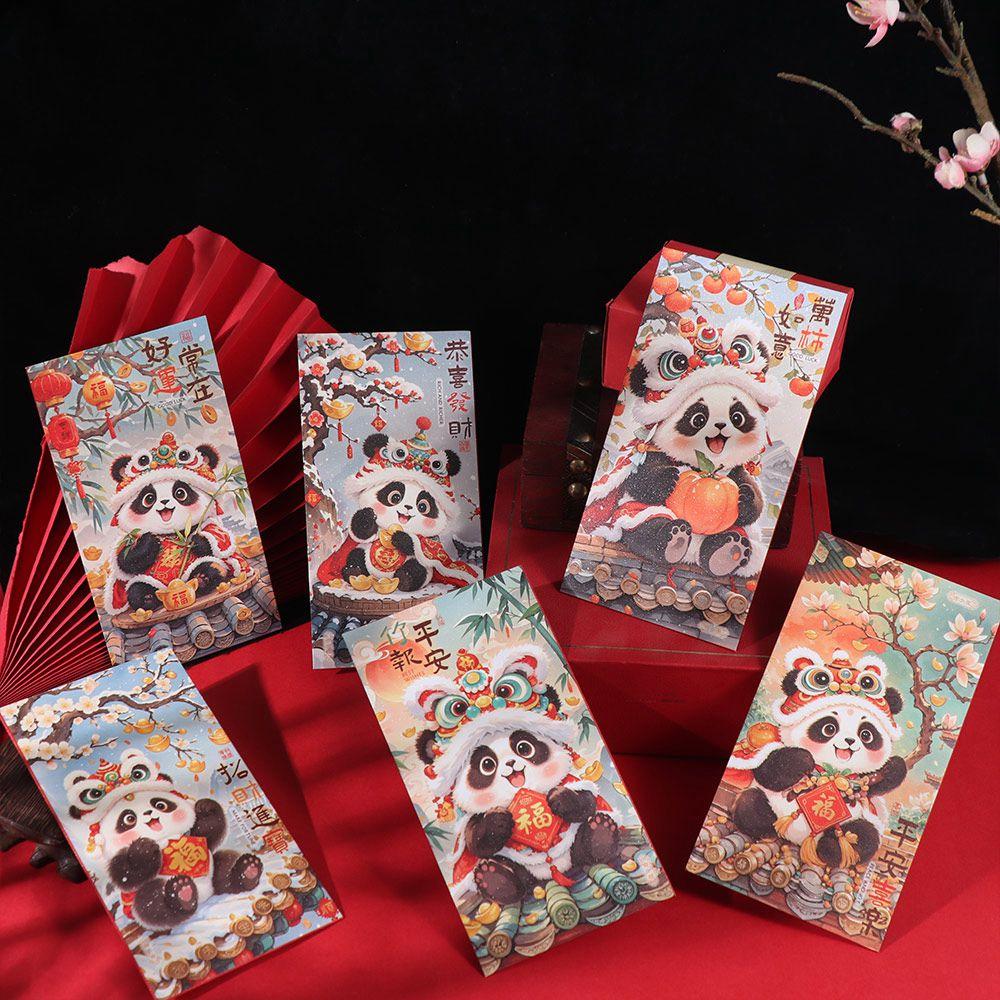 6pcs Traditional New Year Red Envelopes Chinese Style Good Lucky Red Packets Wedding Birthday