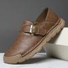 Spring Men's Breathable and Non Slip Casual Leather Shoes New Men Buckle Comfortable Outdoor Sports Casual Leather Shoes