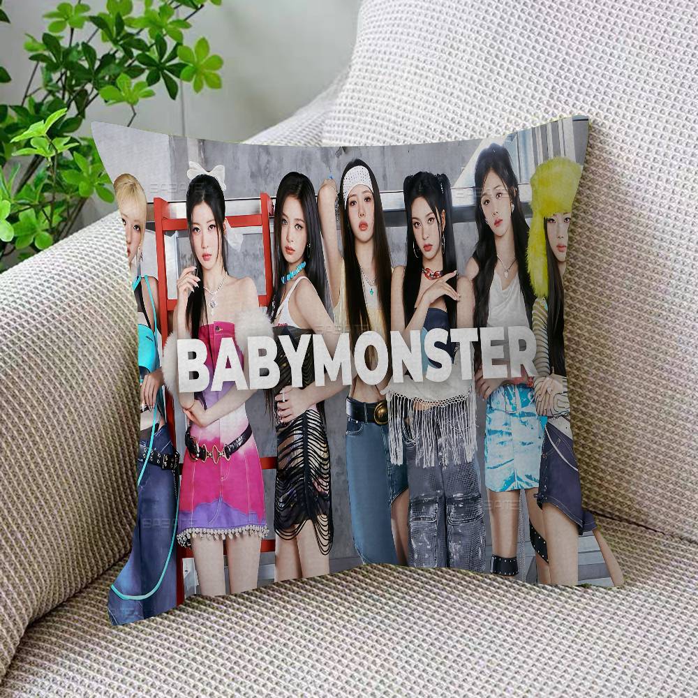 Корейская женская группа B-Babymonster Подушка Аниме Подушка Наволочка для изголовья дивана-кровати Чехол для подушки 45x45 см Мода