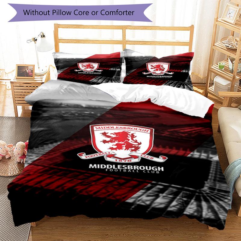 middlesbrough f.c Printed Pattern Duvet Cover Set – includes 1 duvet cover and 2 matching pillowcases Bedroom decor Christmas gifts