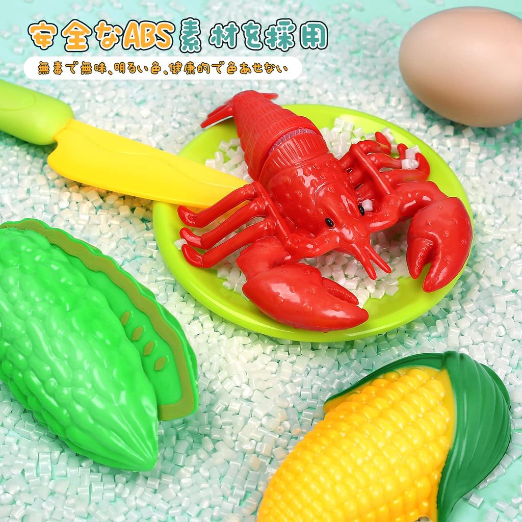 Play House Set Toy HOLYFUN 100 Piece Set Kitchen Set Passes Toy Safety Standards Pretend Play DIY Seafood Vegetables Fruits Hamburger with Storage Bag