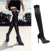 Fashion Sexy Rhinestone Long Socks Women Over The Knee High Boots Thigh High Heel Boot Pointed Party Ladies High Heels Bling Woman Pumps