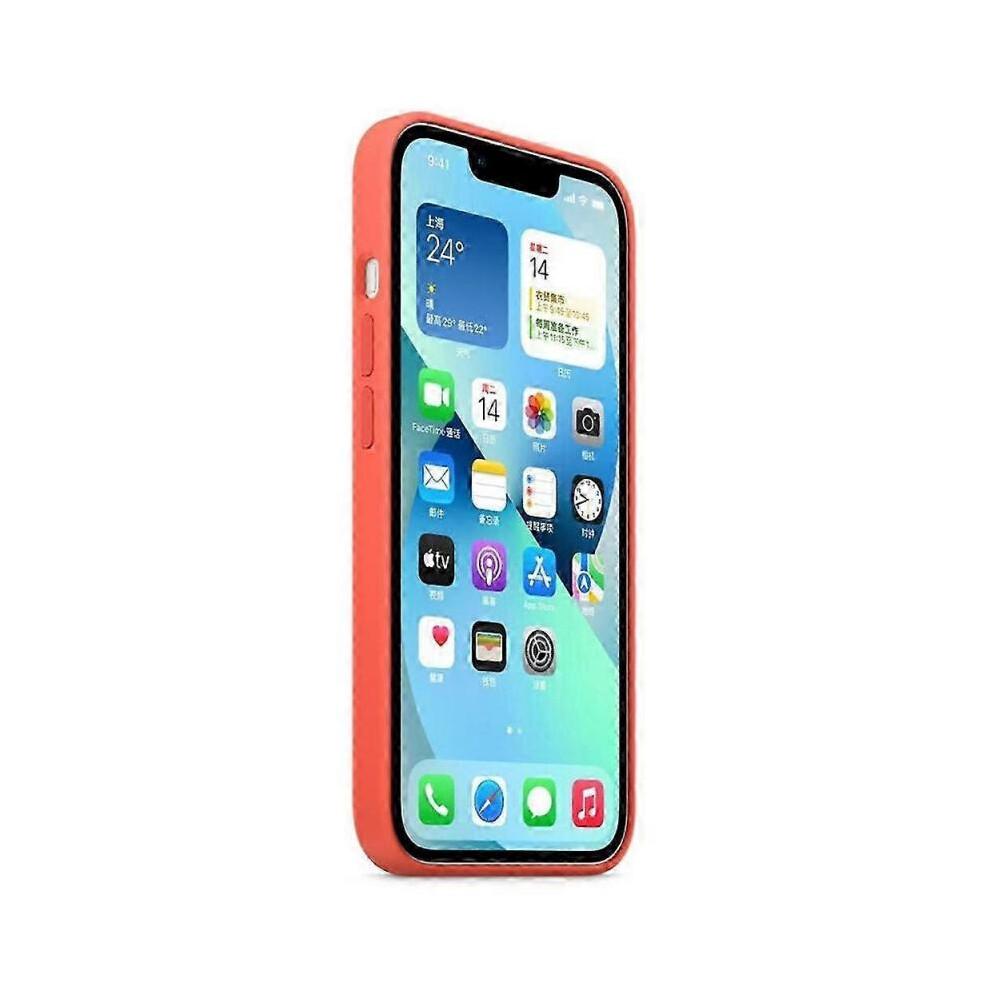 (Ярко-розовый) Для iPhone 13 Совместимый с MagSafe Жидкий силикон Задняя крышка телефона [Выдвижная для индукционной зарядки]